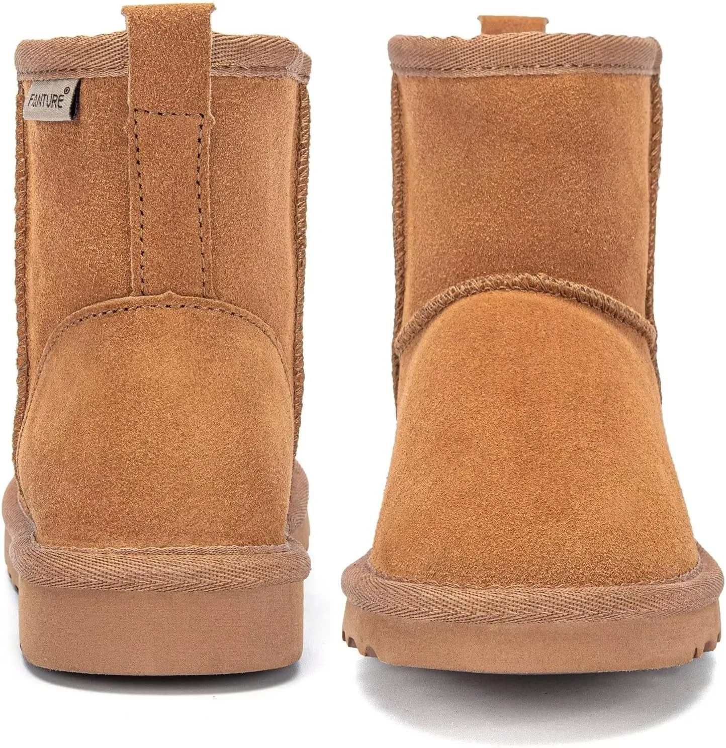 FANTURE Kids Snow Boots Boys Girls Winter Boots Cow Suede Warm Faux Fur Lined Durable Shoes(Little Kid/Big Kid)