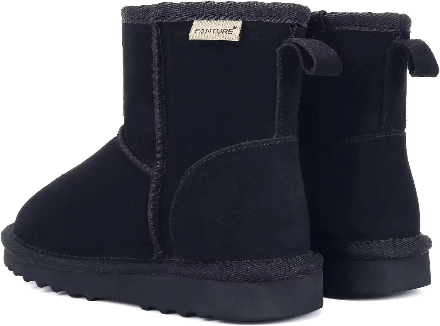 FANTURE Kids Snow Boots Boys Girls Winter Boots Cow Suede Warm Faux Fur Lined Durable Shoes(Little Kid/Big Kid)