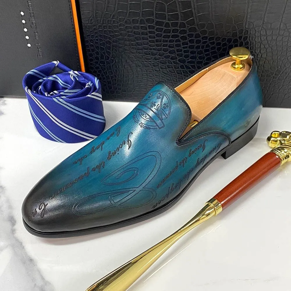 Fashion Leather Carved Loafers Men's Business Dress Leather Shoes
