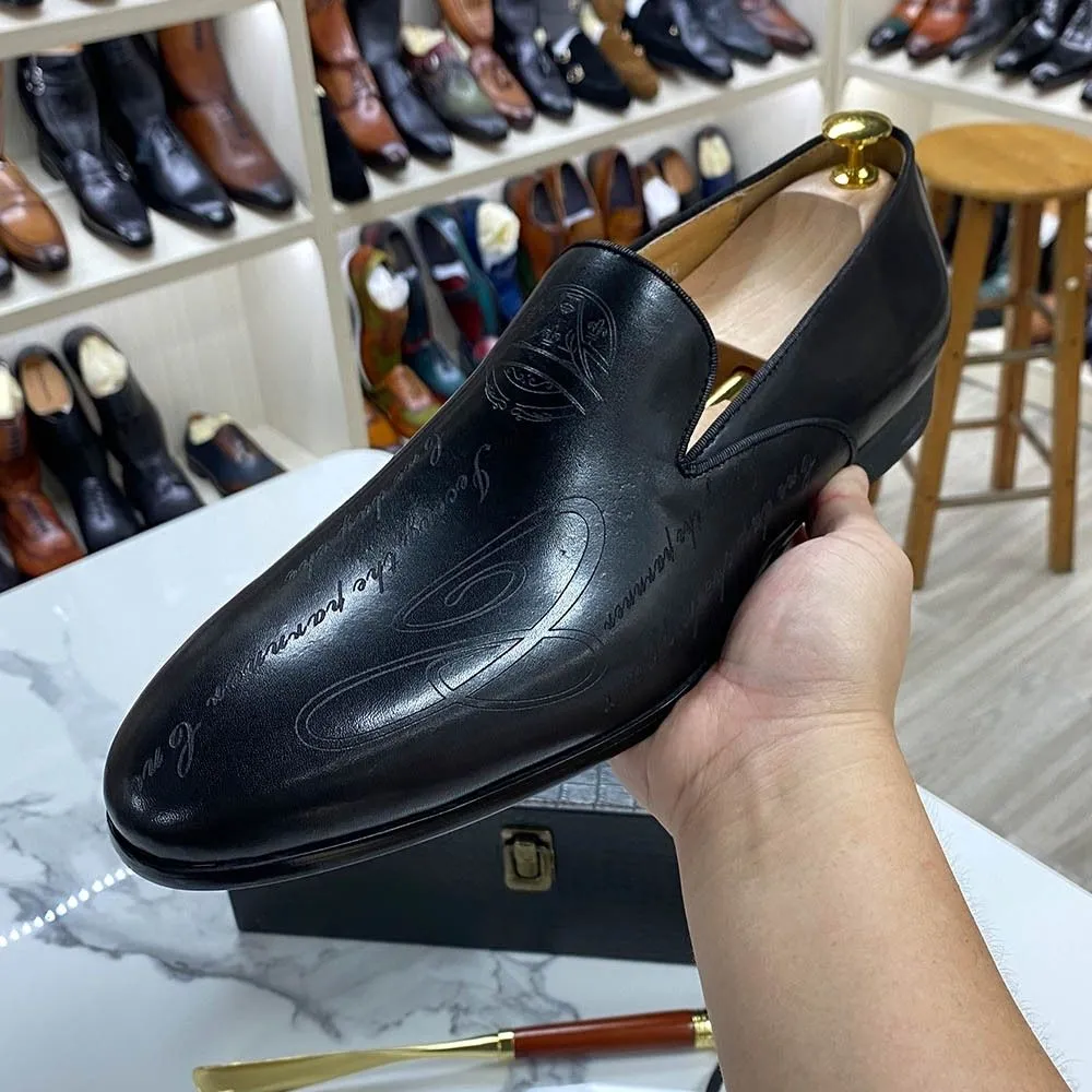 Fashion Leather Carved Loafers Men's Business Dress Leather Shoes