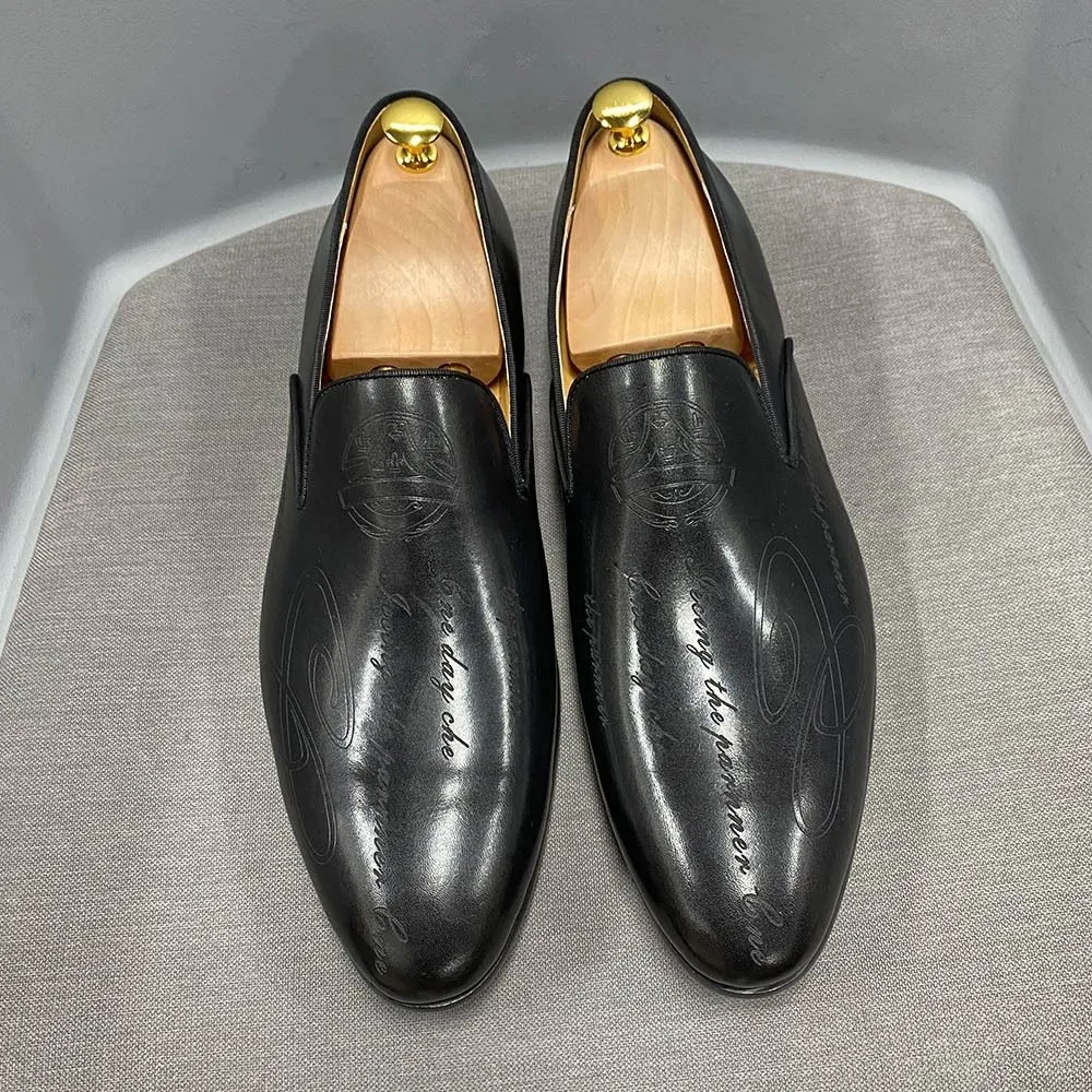 Fashion Leather Carved Loafers Men's Business Dress Leather Shoes