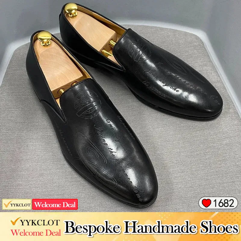 Fashion Leather Carved Loafers Men's Business Dress Leather Shoes