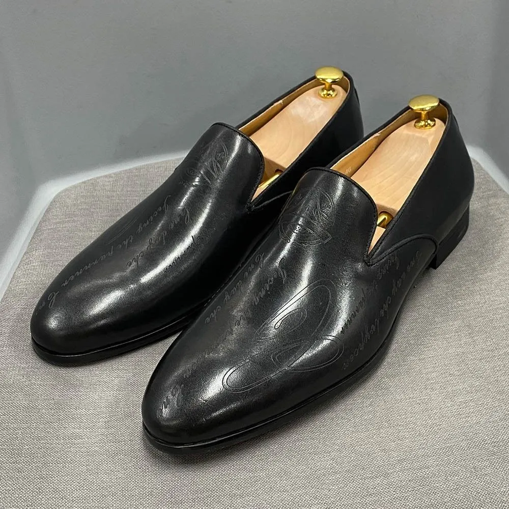 Fashion Leather Carved Loafers Men's Business Dress Leather Shoes