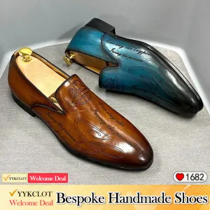 Fashion Leather Carved Loafers Men's Business Dress Leather Shoes