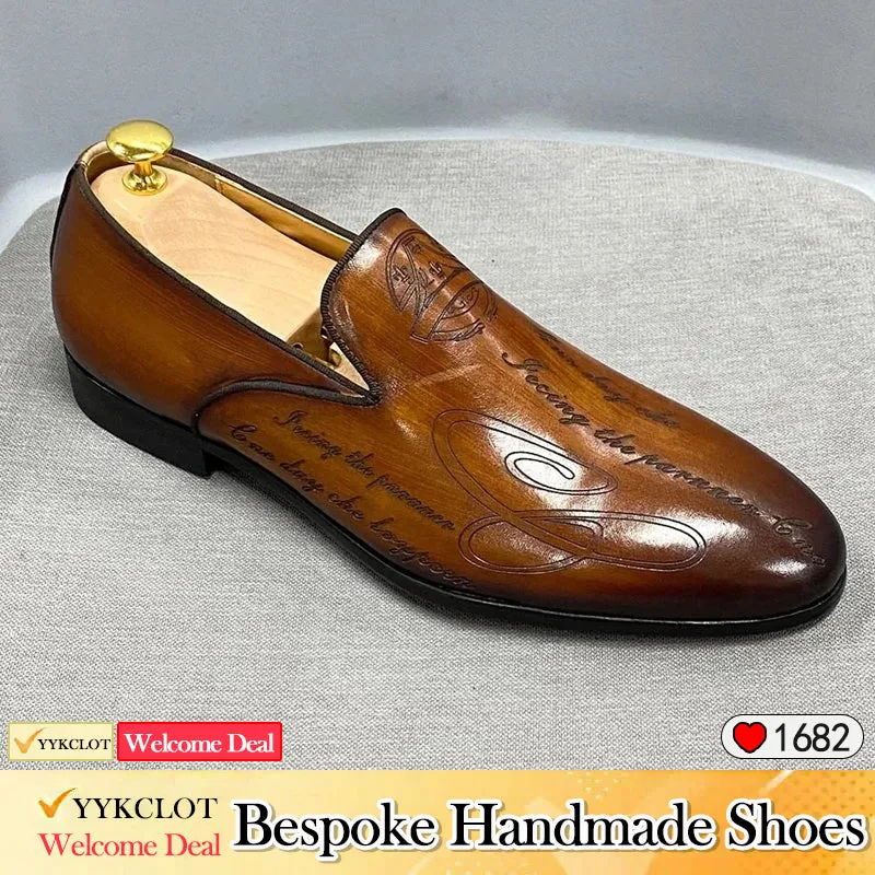 Fashion Leather Carved Loafers Men's Business Dress Leather Shoes