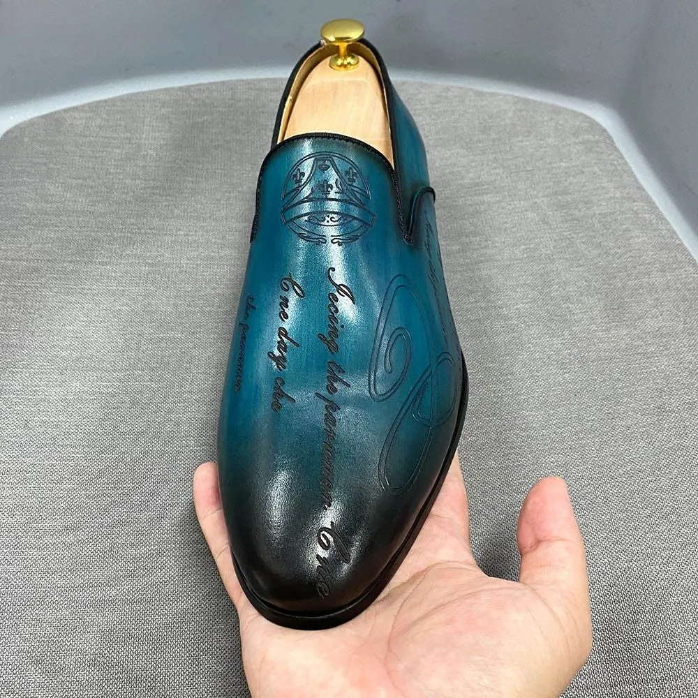 Fashion Leather Carved Loafers Men's Business Dress Leather Shoes