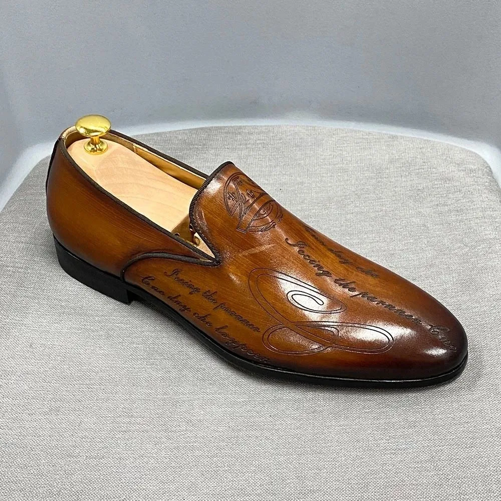 Fashion Leather Carved Loafers Men's Business Dress Leather Shoes