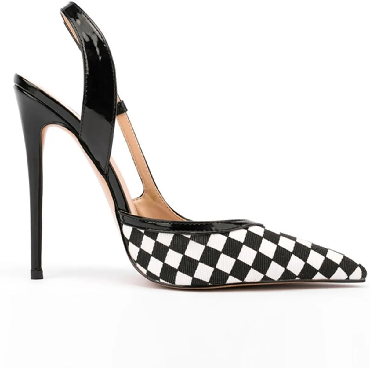 Fashion Women's Plaid Checkered Toe Sandals, Closed Toe Sexy High Heels with Back Strap for Party, Club And Catwalks