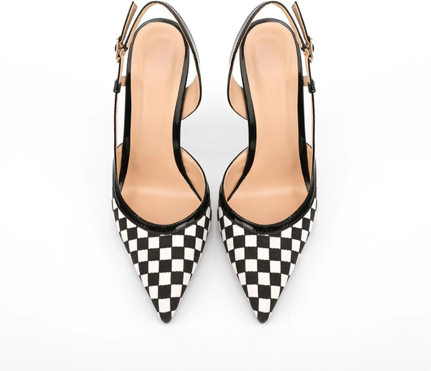 Fashion Women's Plaid Checkered Toe Sandals, Closed Toe Sexy High Heels with Back Strap for Party, Club And Catwalks