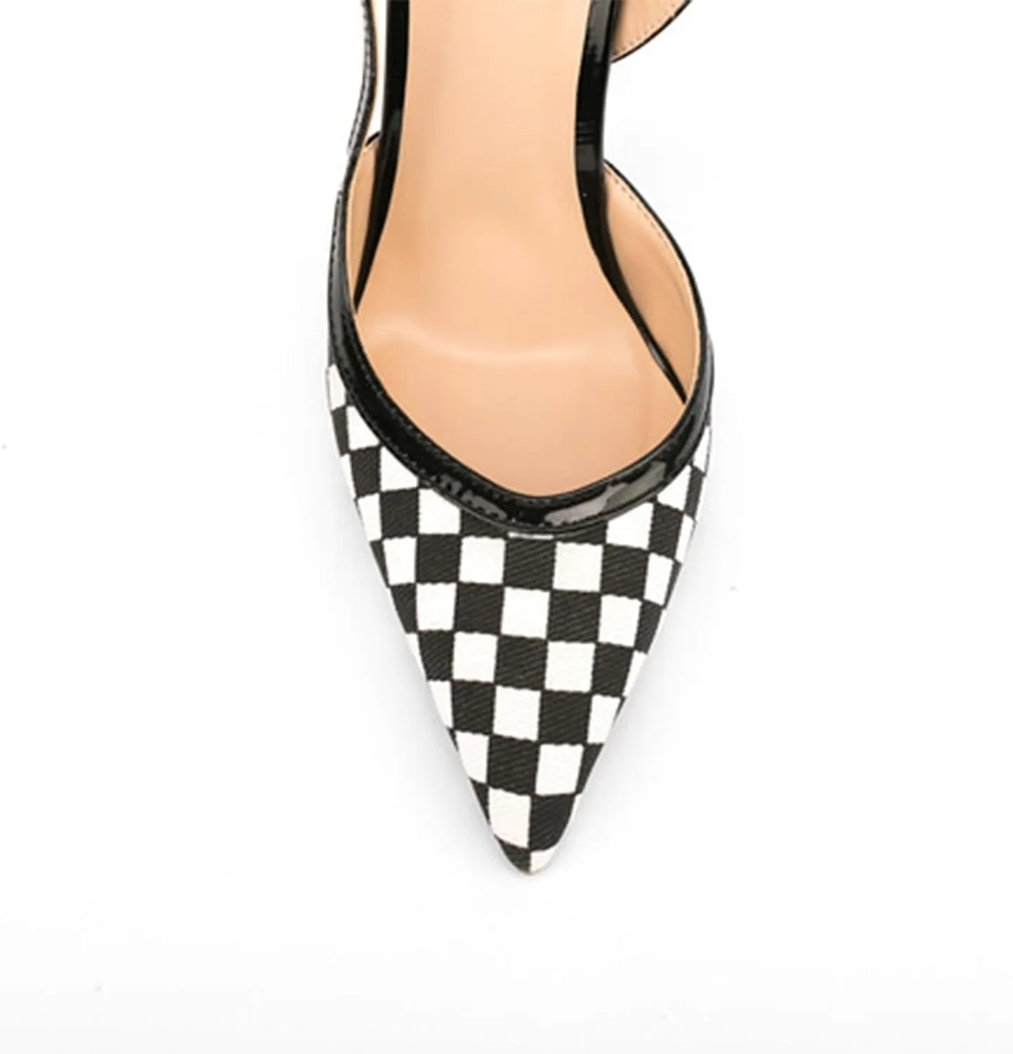 Fashion Women's Plaid Checkered Toe Sandals, Closed Toe Sexy High Heels with Back Strap for Party, Club And Catwalks