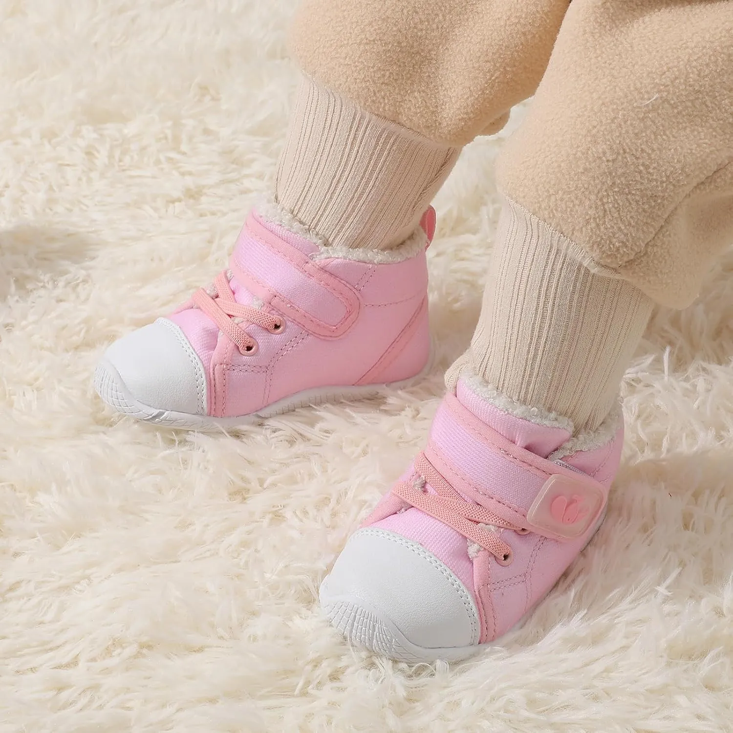 FEETCITY Baby Boots Boys Girls Infant Slippers Cozy Fleece Boots First Walking Shoes Warm Socks Newborn Crib Shoes