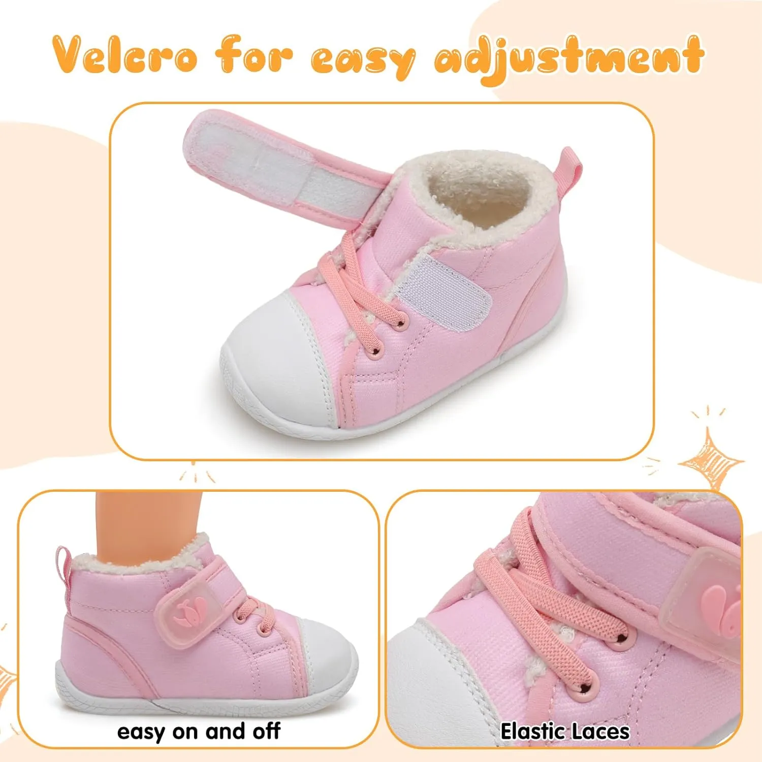 FEETCITY Baby Boots Boys Girls Infant Slippers Cozy Fleece Boots First Walking Shoes Warm Socks Newborn Crib Shoes