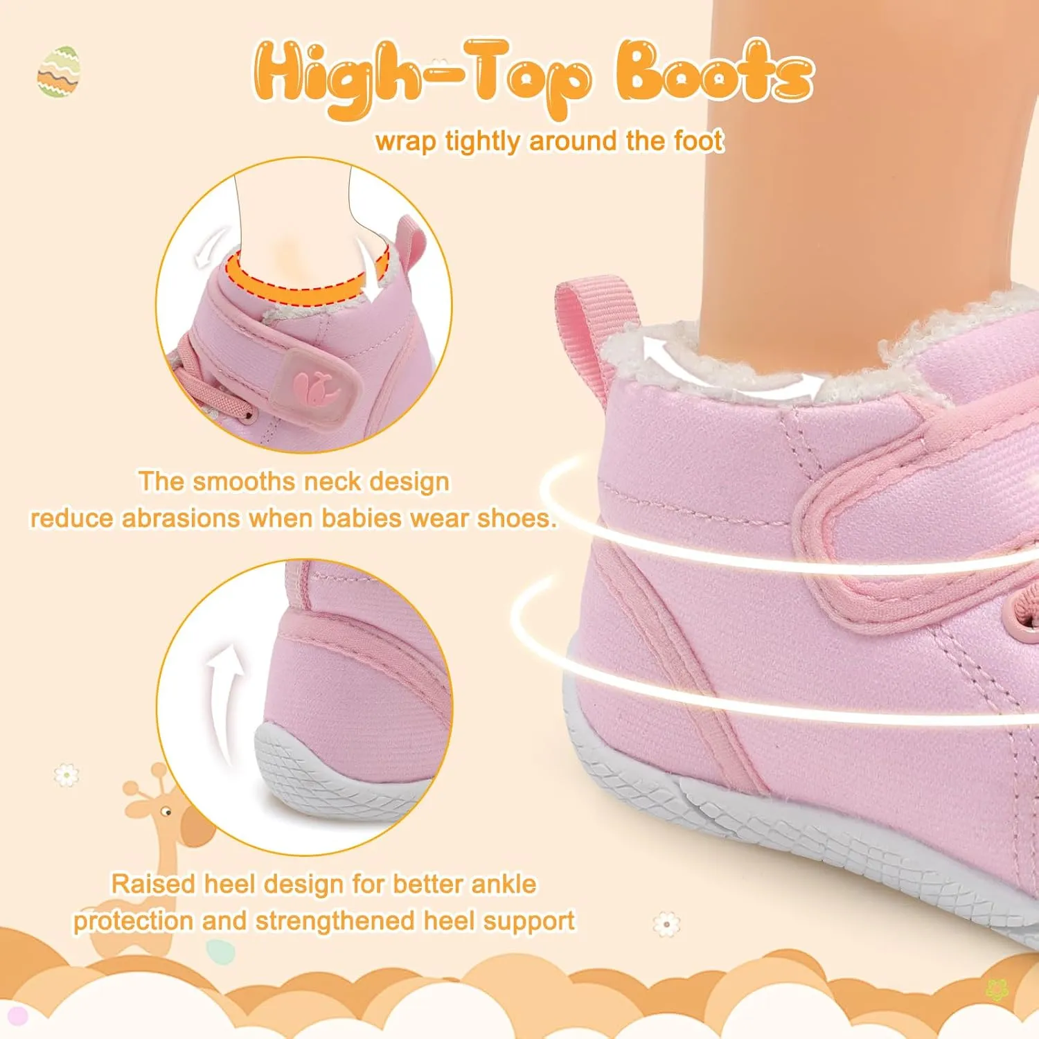 FEETCITY Baby Boots Boys Girls Infant Slippers Cozy Fleece Boots First Walking Shoes Warm Socks Newborn Crib Shoes