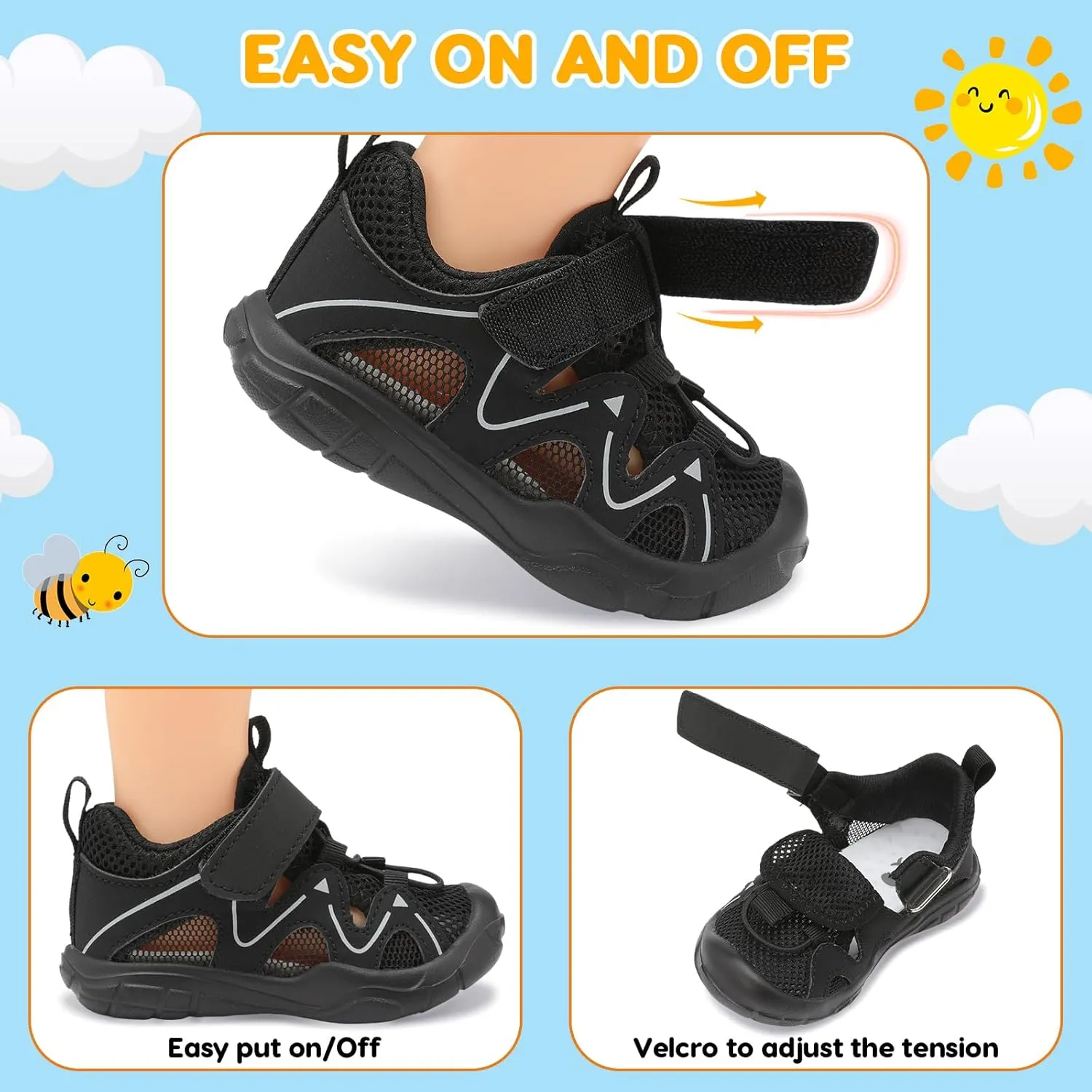 FEETCITY Wide Toddler Shoes Slip on Sneakers Boys Girls Toddler Tennis Shoes Sports Shoes Walking Shoes