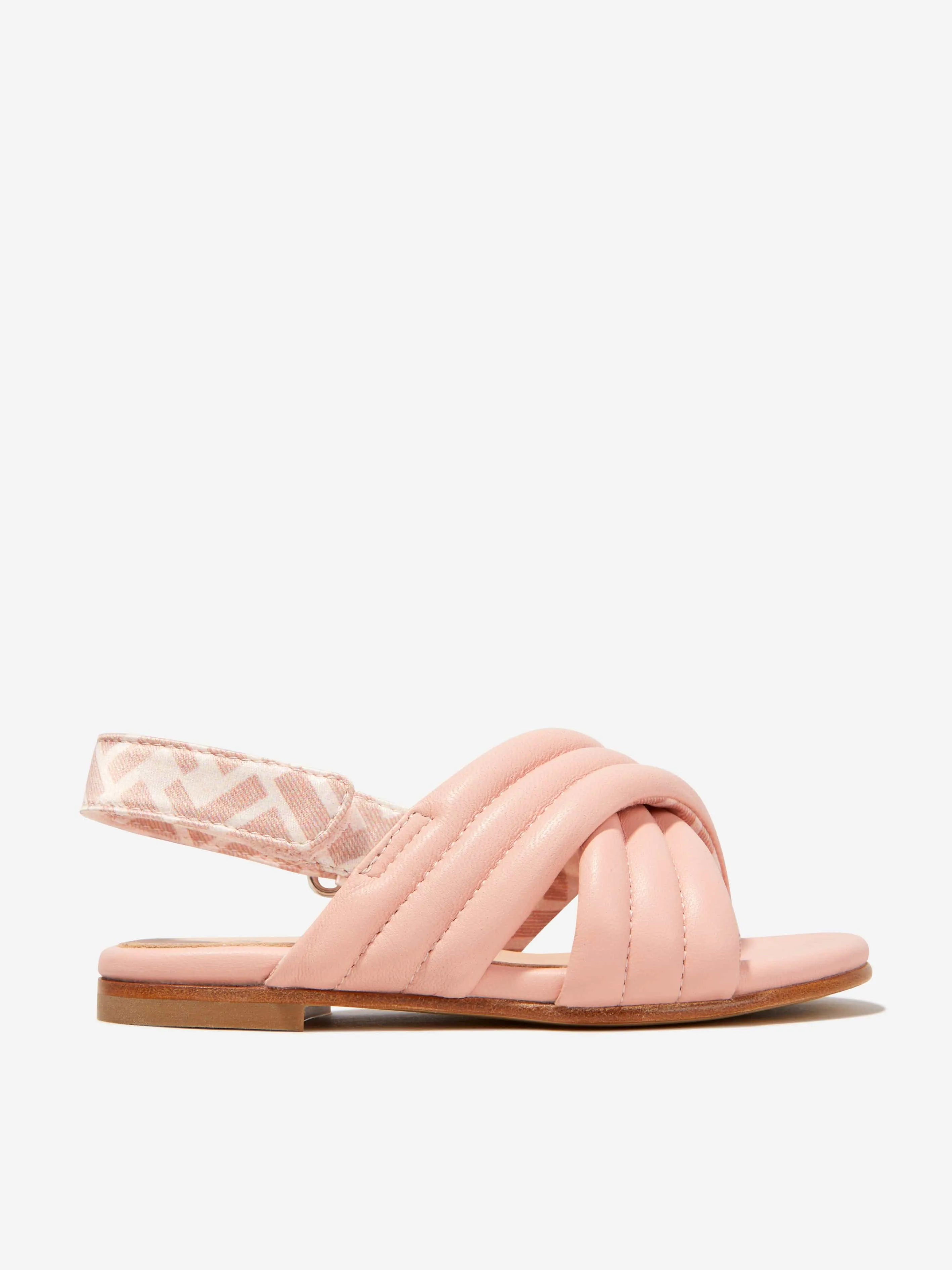 Fendi Girls Leather Logo Strap Sandals