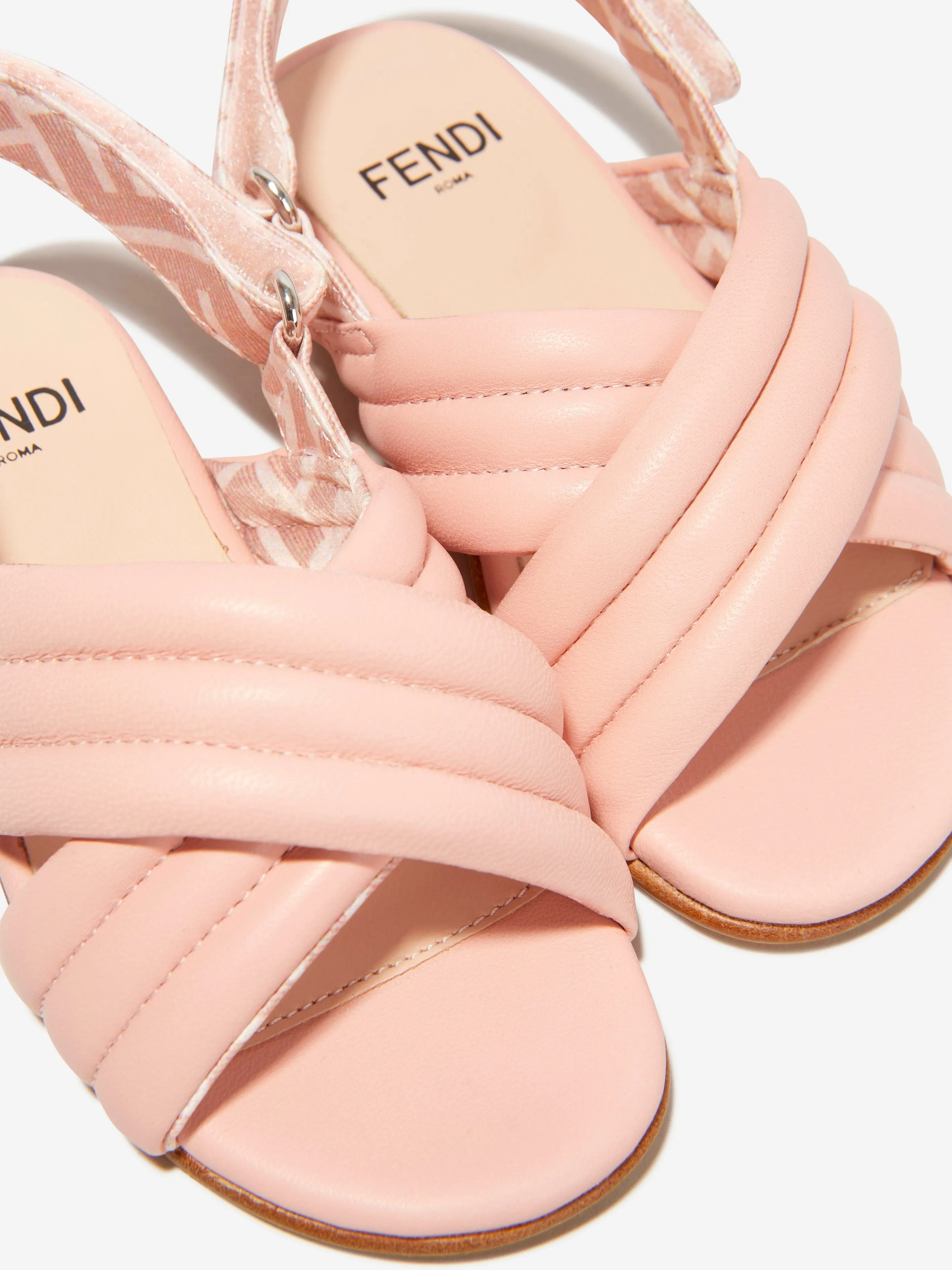 Fendi Girls Leather Logo Strap Sandals