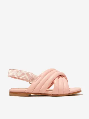 Fendi Girls Leather Logo Strap Sandals