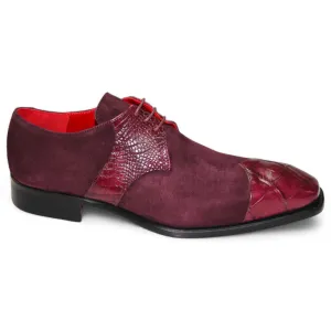 Fennix Landon Men's Burgundy Alligator & Suede Oxfords Shoes