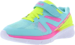 Fila Cryptonic 9 Strap Girls Shoes Size 2.5, Color: Sky Blue/Fuchsia/Lime