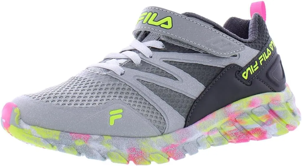 Fila Kids' Cryptonic 7 Strap Mashup Running Shoes Highrise/Safety Yellow/Sugar Plum 3.5