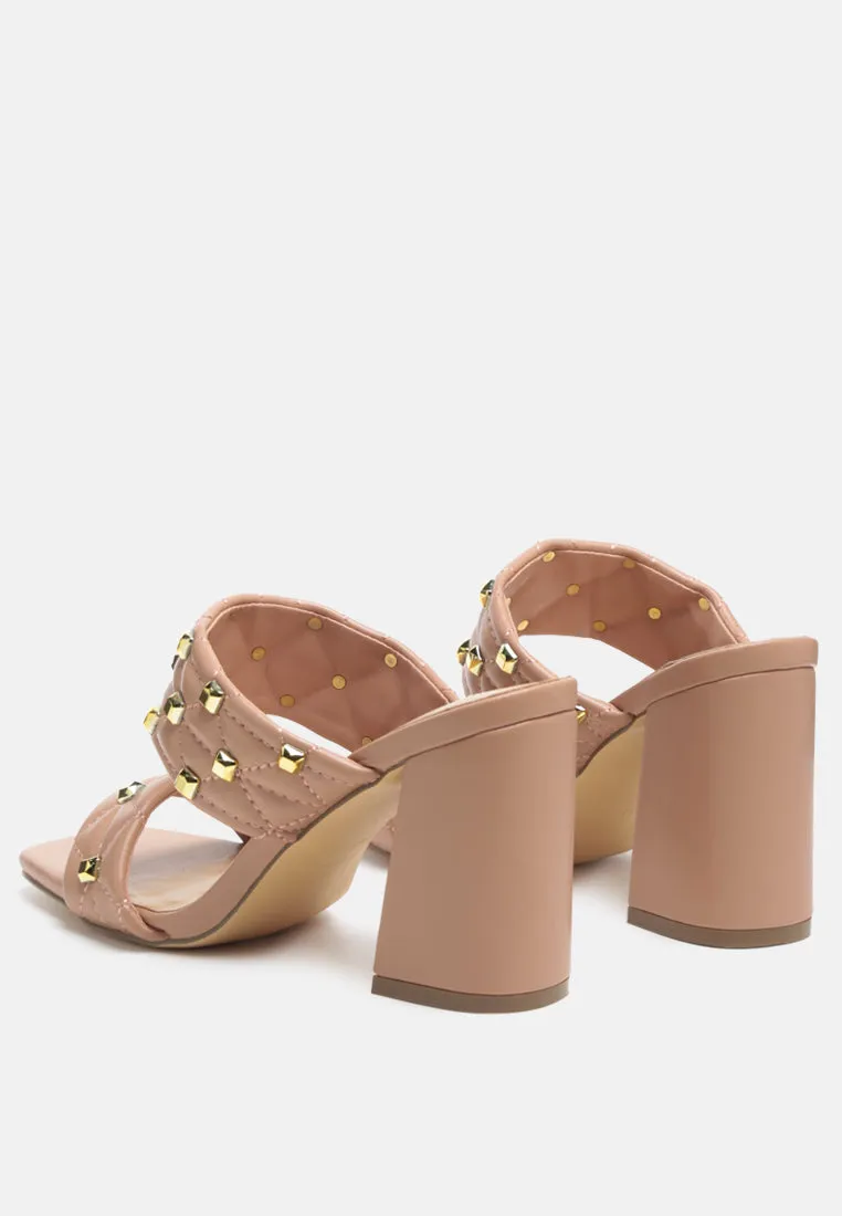Fischer Stud Embellished Block Heel Sandals By Ruw