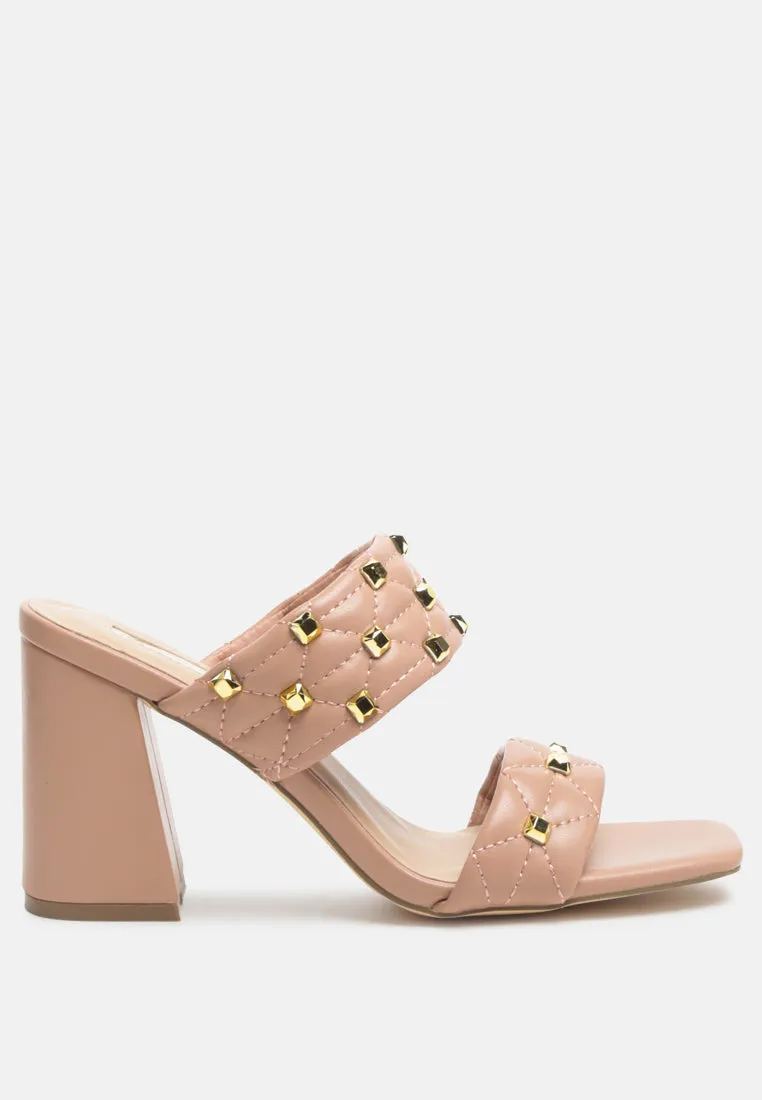 Fischer Stud Embellished Block Heel Sandals By Ruw