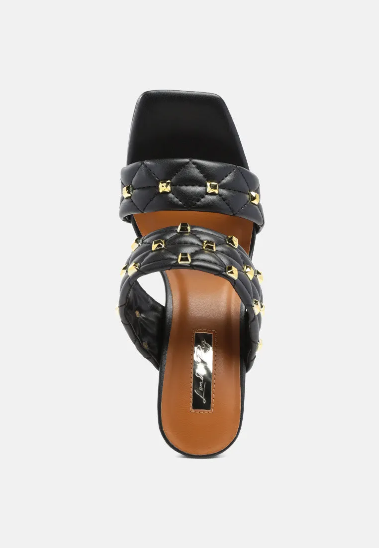 Fischer Stud Embellished Block Heel Sandals By Ruw