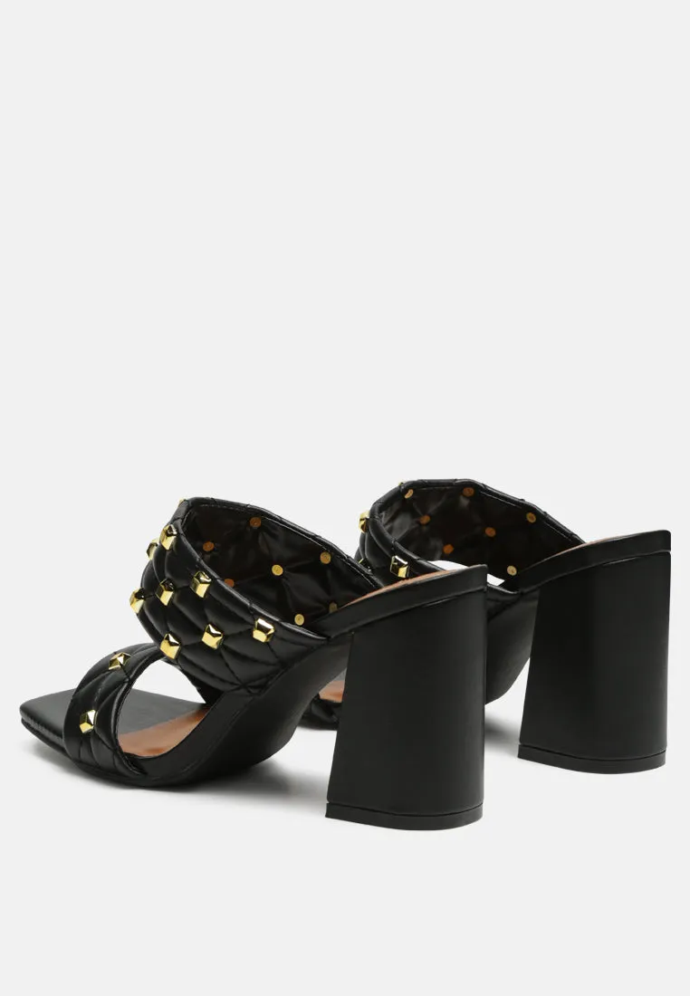 Fischer Stud Embellished Block Heel Sandals By Ruw