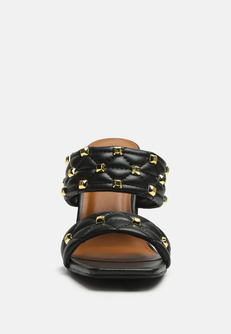 Fischer Stud Embellished Block Heel Sandals By Ruw