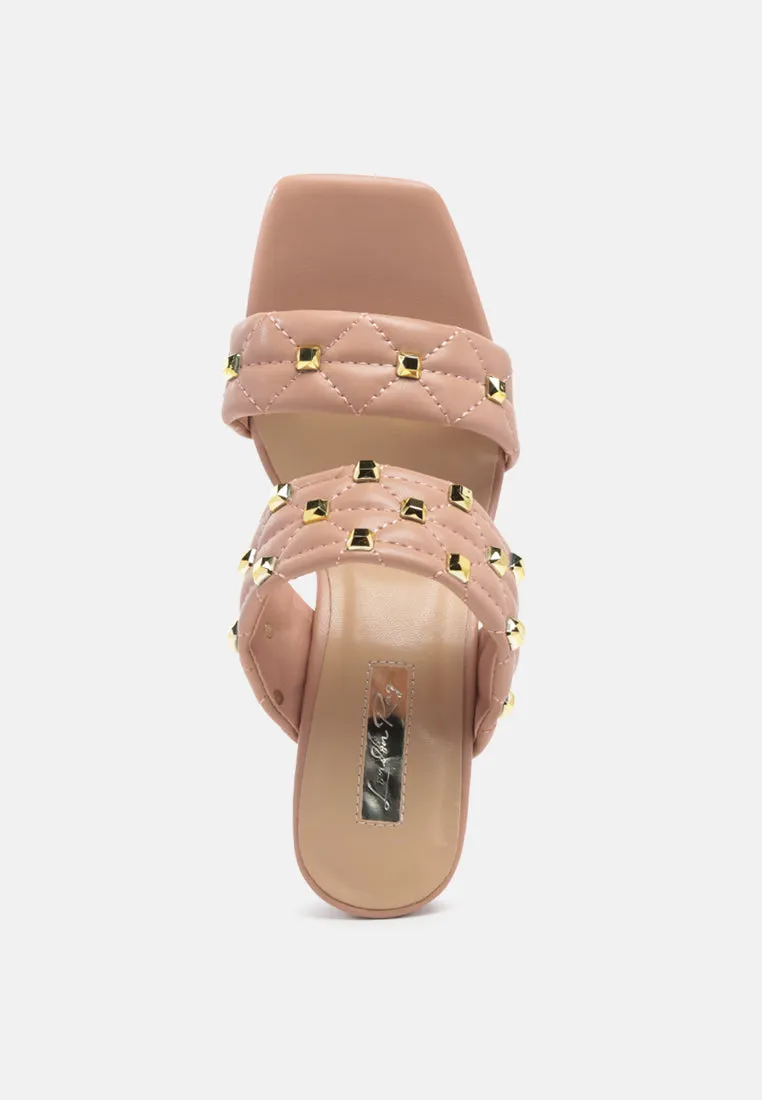 Fischer Stud Embellished Block Heel Sandals By Ruw