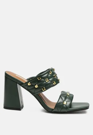 Fischer Stud Embellished Block Heel Sandals By Ruw