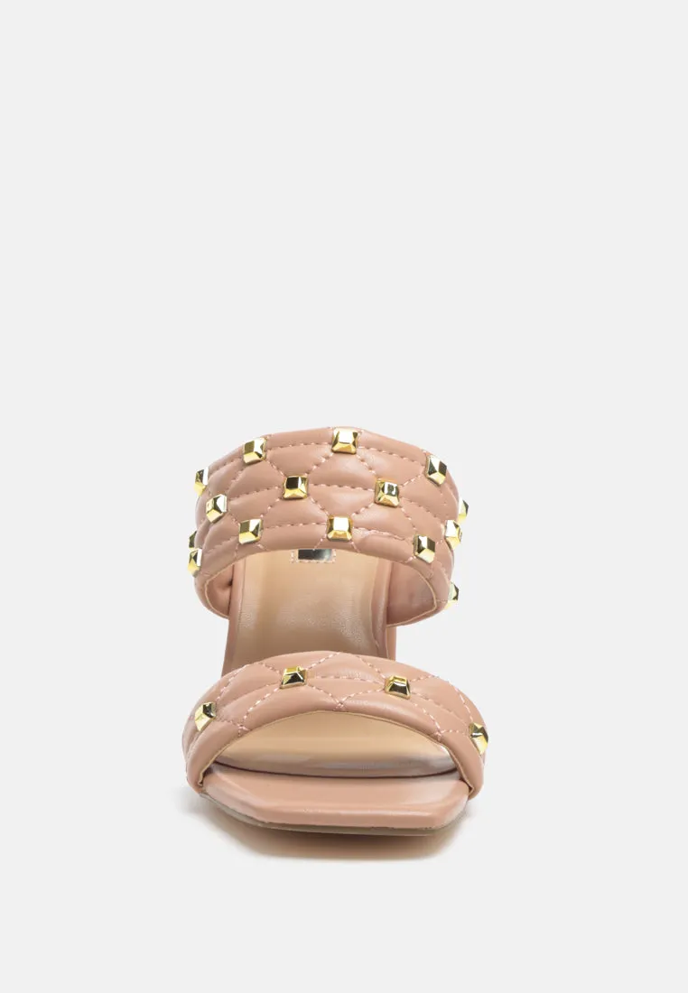 Fischer Stud Embellished Block Heel Sandals By Ruw