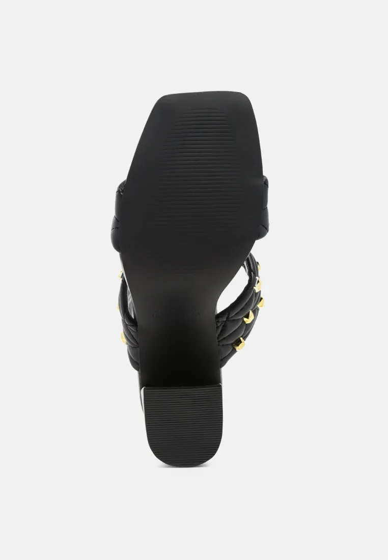 Fischer Stud Embellished Block Heel Sandals By Ruw
