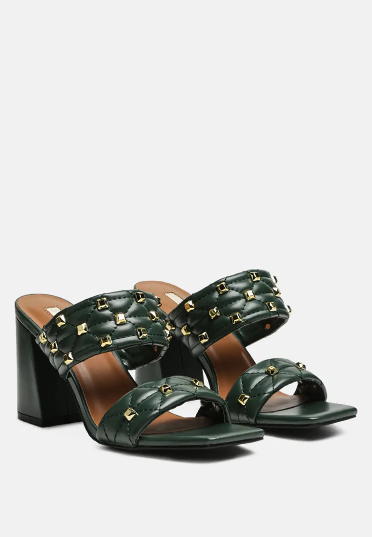 Fischer Stud Embellished Block Heel Sandals By Ruw