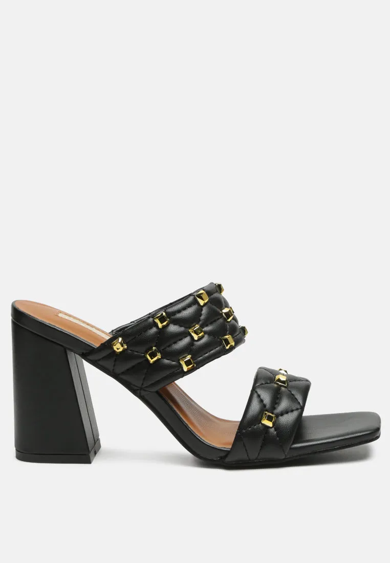Fischer Stud Embellished Block Heel Sandals By Ruw