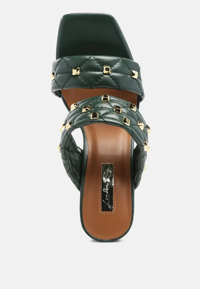 Fischer Stud Embellished Block Heel Sandals By Ruw