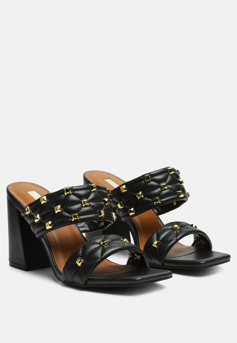 Fischer Stud Embellished Block Heel Sandals By Ruw