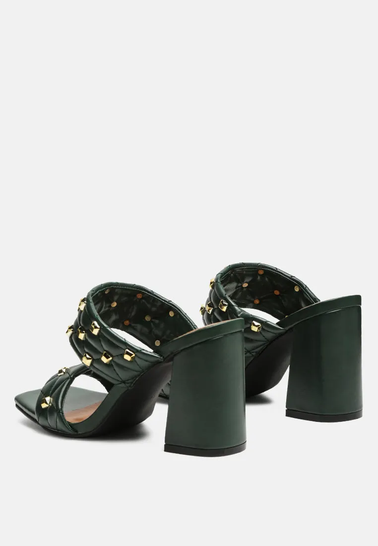 Fischer Stud Embellished Block Heel Sandals By Ruw