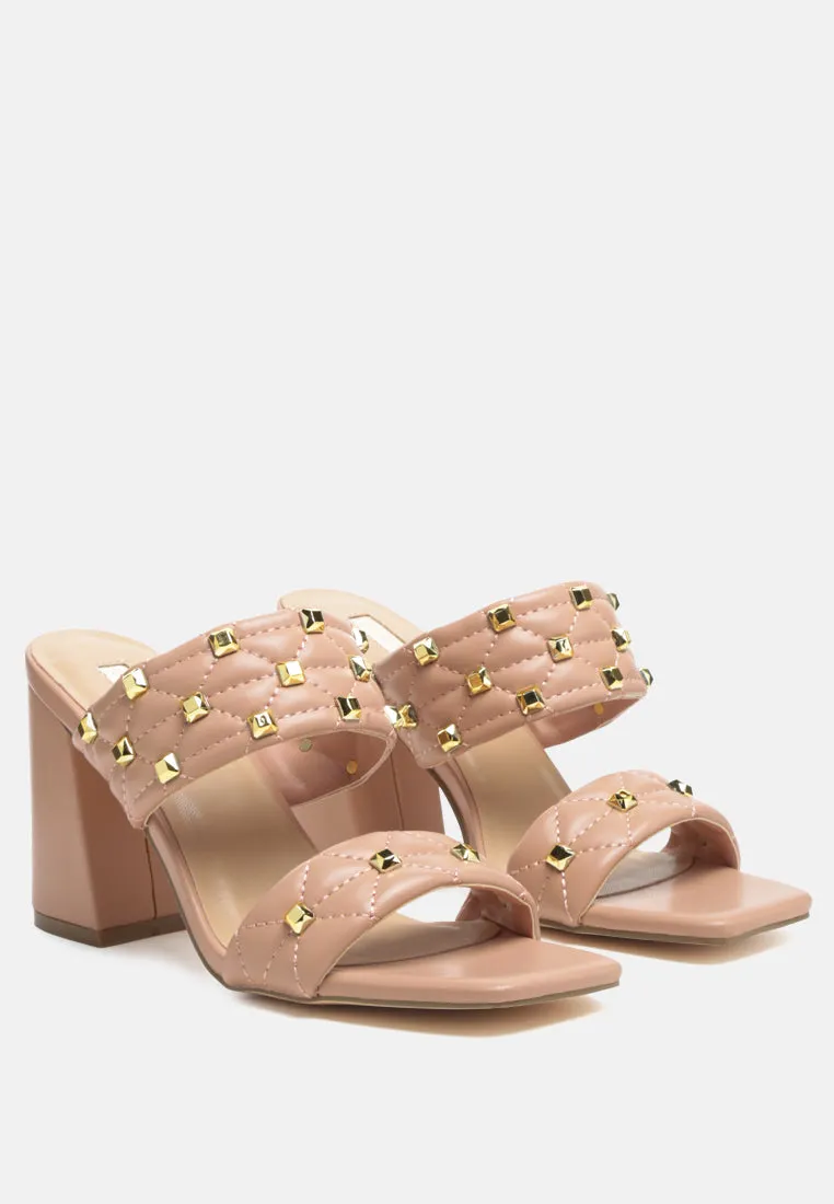 Fischer Stud Embellished Block Heel Sandals By Ruw
