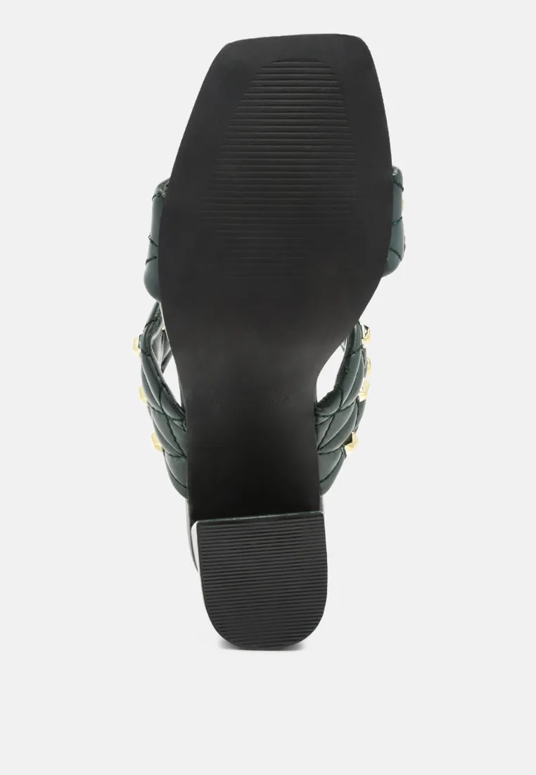 Fischer Stud Embellished Block Heel Sandals By Ruw