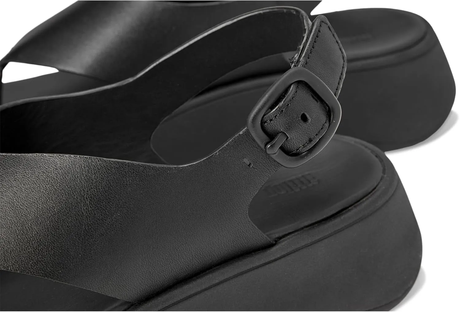 FitFlop Women's F-Mode Leather Flatform Back-Strap Toe/Post Sandals Wedge