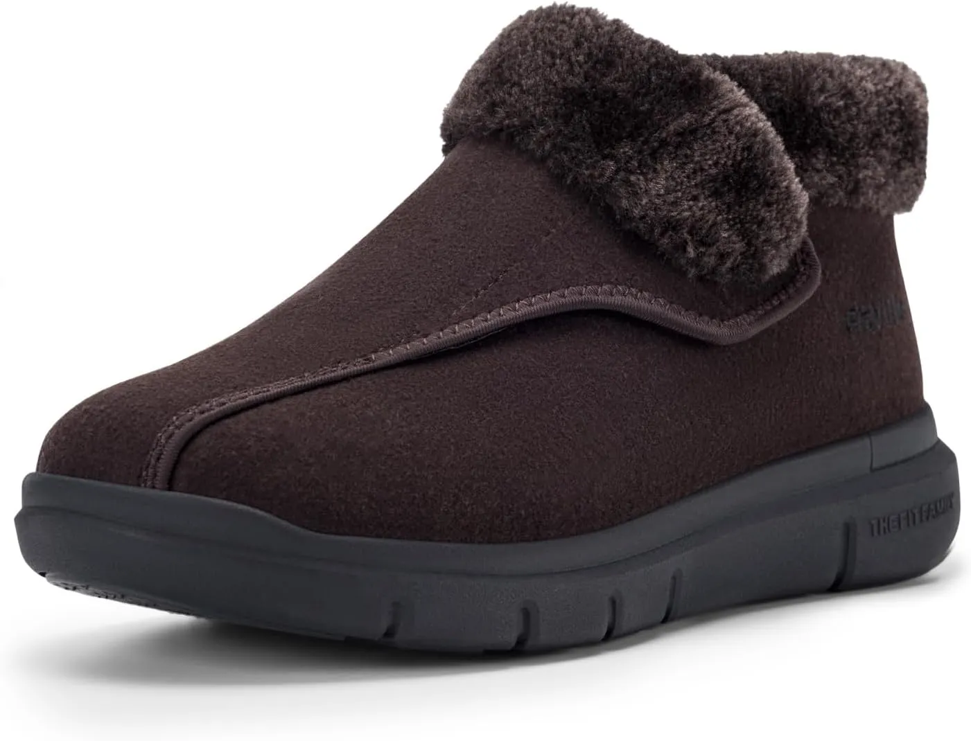 FitVille Men's Wide Snow Boots, Lightweight Winter Boots Slippers Warm Slip-on Diabetic Boots with Adjustable Closures, Comfortable Lymphedema Shoes for Swollen Feet