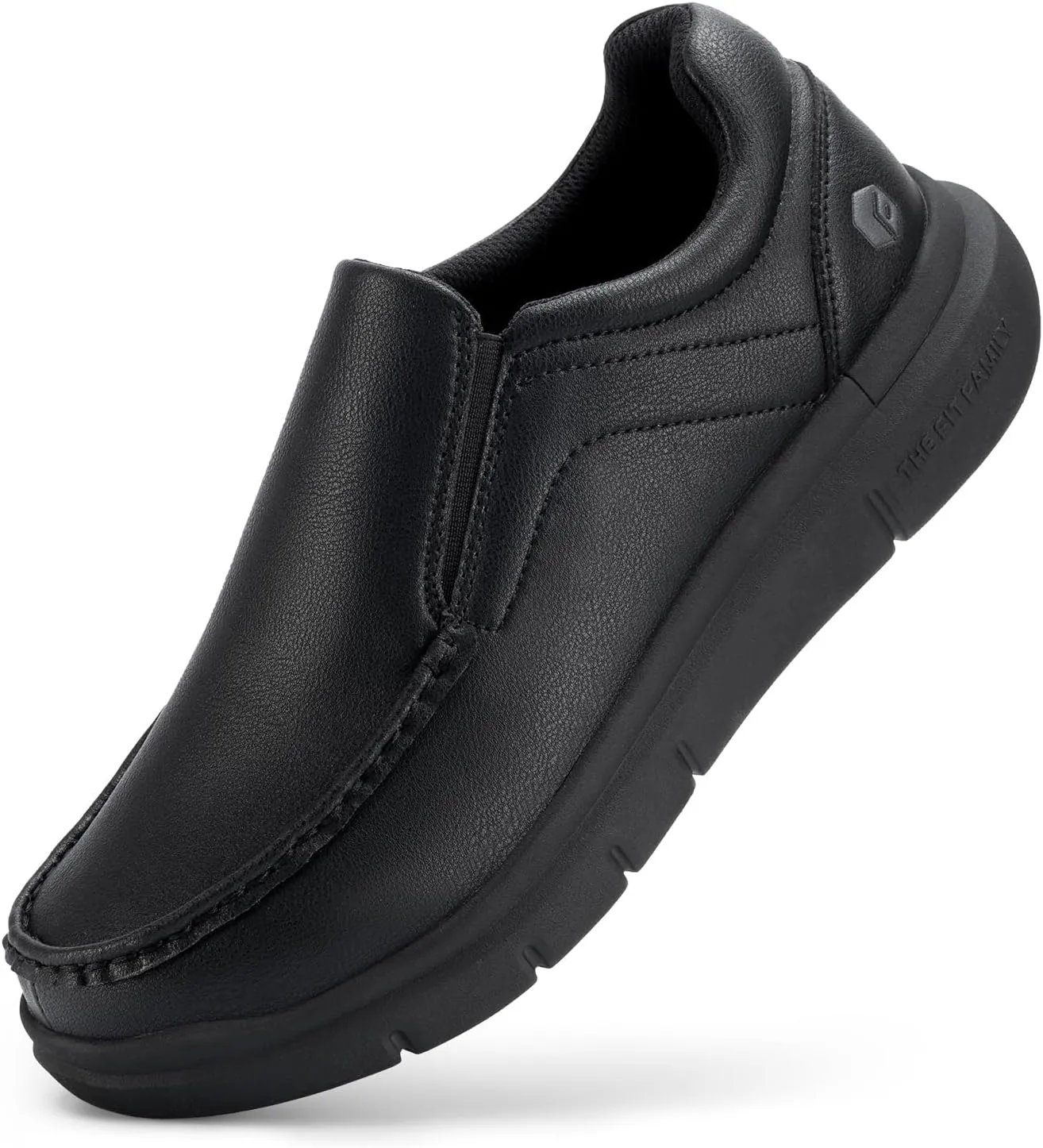FitVille Wide Slip on Shoes for Men Black Dress Shoes Leather Loafers Business Casual Shoes, Comfortable Simple Shoes - EasyWalk V1