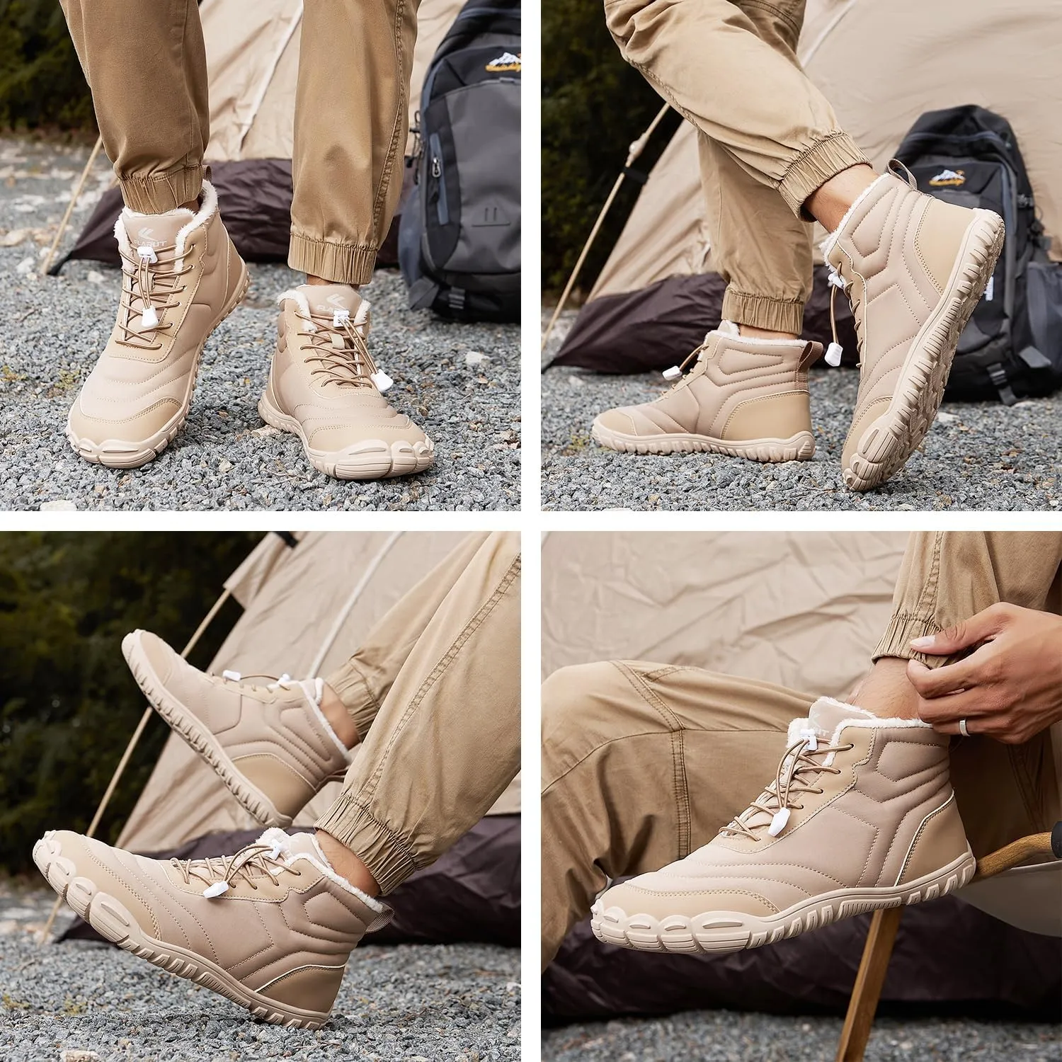FLARUT Mens Womens Snow Boots Winter Shoes Warm Fur Waterproof Anti-Slip Outdoor Casual Ankle Sneakers