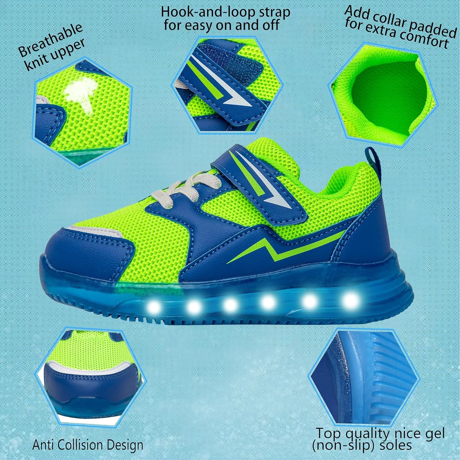 Floranate Light Up Toddler Boys Girls Shoes LED Flashing Lightweight Tennis Walking Sneakers for Toddler and Little Kid
