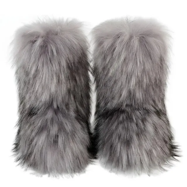 Fluffy Fox Fur Boots