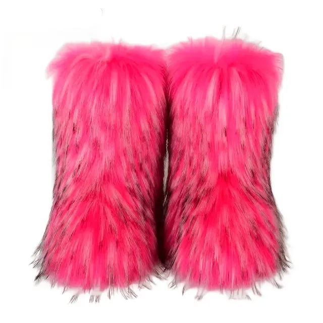 Fluffy Fox Fur Boots