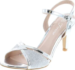 Forever Villa-04 Women's Glitter Metallic Ankle Strap Buckle Wrapped Heel Sandals
