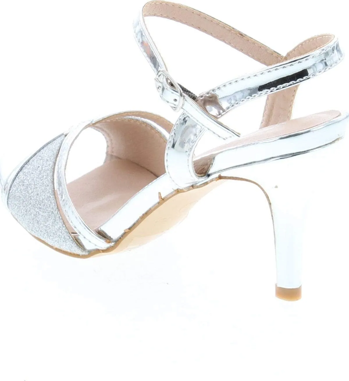 Forever Villa-04 Women's Glitter Metallic Ankle Strap Buckle Wrapped Heel Sandals