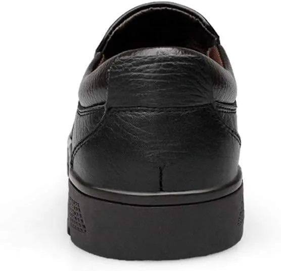 Formal Dress Shoes for Men Slip On Round Apron Toe Cowhide Anti-Slip Non Slip Rubber Sole Slip Resistant Block Heel Walking Suitable for Many Occasions